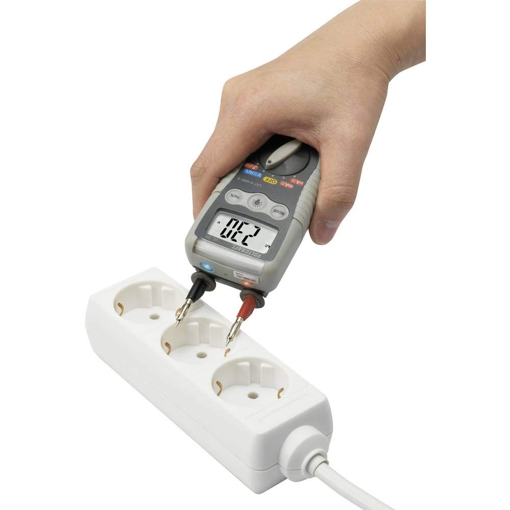 VOLTCRAFT VC-20 - Multímetro de mano digital a prueba de salpicaduras (IP54) CAT IV 600 V indicador (cuentas): 4000