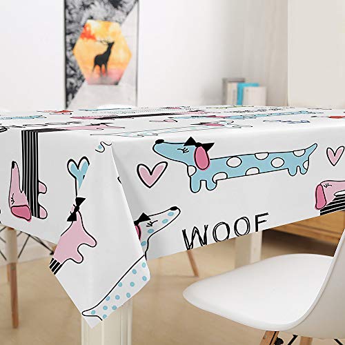 Nappe rectangulaire teckel 140x160cm rose imperméable - 3