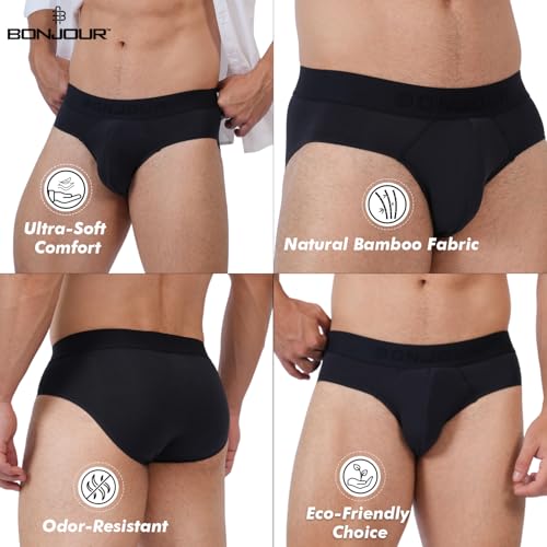 Image of Bonjour Men's Bamboo Brief | Premium Bamboo Underwear for Men | Ultra Soft, Breathable, Odour-Free, Anti-Bacterial, Moisture-Wicking & Stretchable | All-Day Comfort