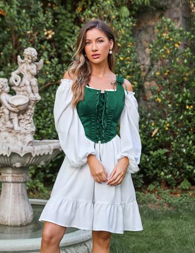 Image of Scarlet Darkness Women Renaissance Corset Pirate Bustier Top Bodice Bodyshaper Deep Green Size 16