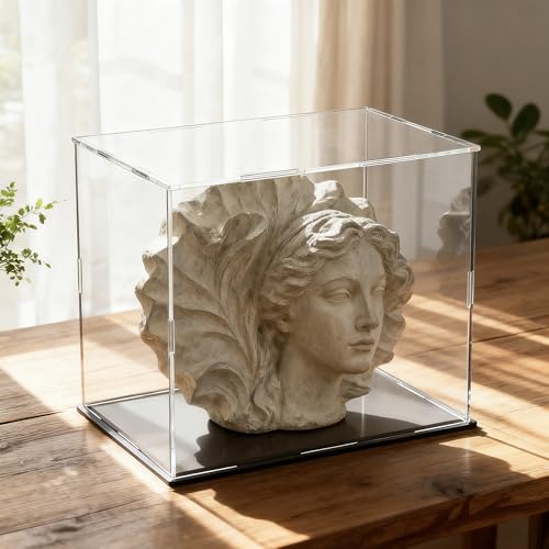 Image of Acrylic Display Case for Collectibles and Toys, Versatile Clear Acrylic Display Box with Black Base for Showcase and Displaying, 13x13x13-inch