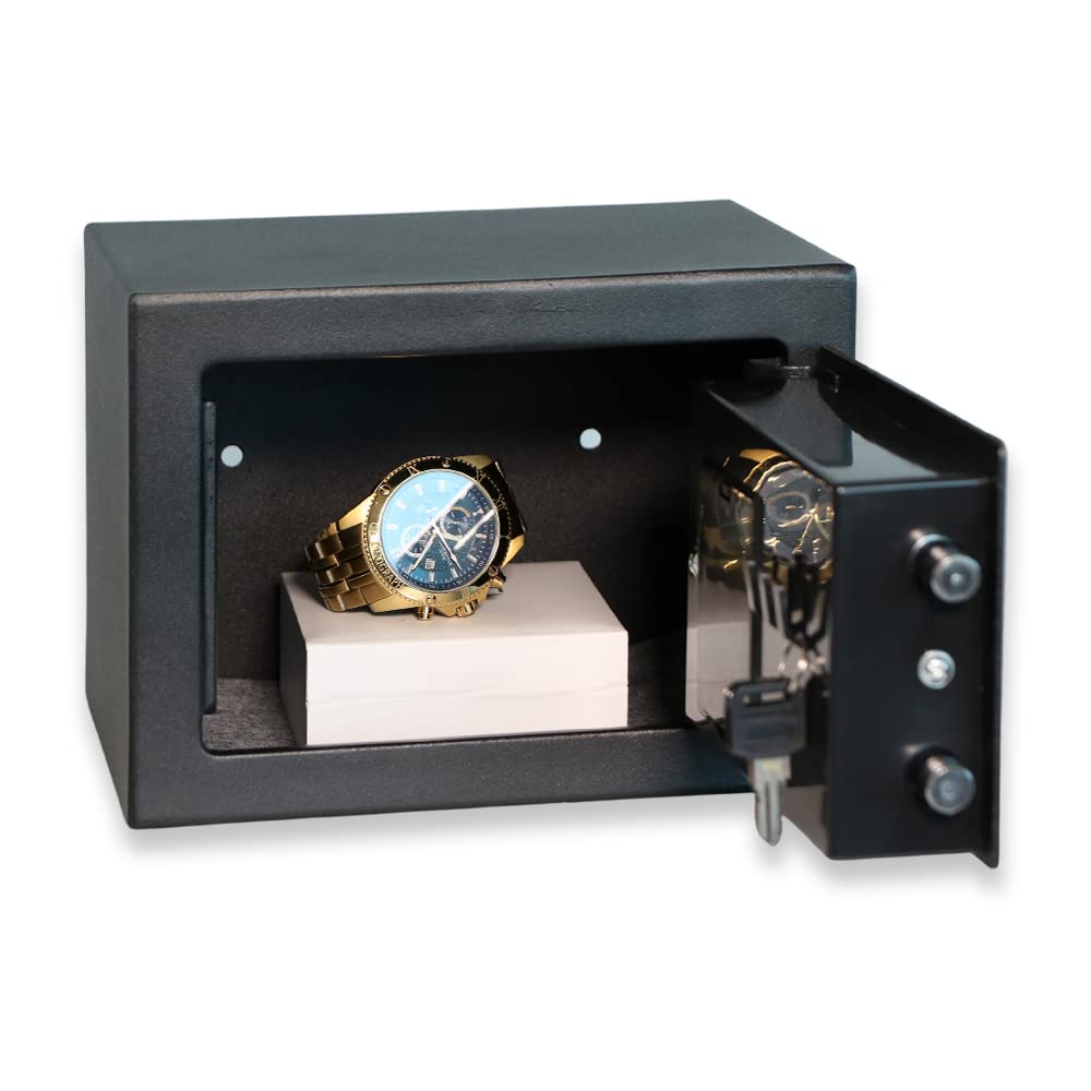 BTV | Caja Fuerte Electrónica modelo Minibank | Caja Seguridad Pequeña y Muy Segura para la Seguridad del Hogar | 17 x 23 x 17 cm | 5 L | Color Negro