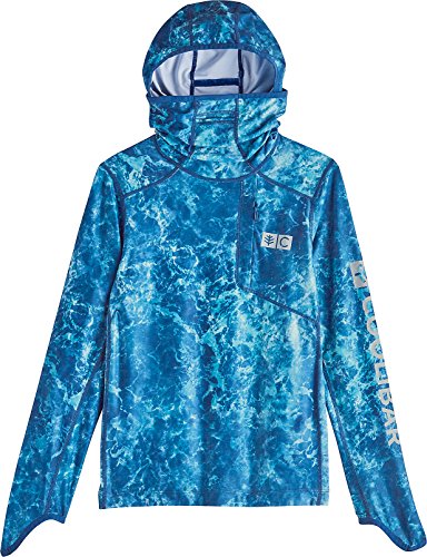 Coolibar UPF 50+ Kids' Andros Fishing Hoodie - Sun Protective (Large- Blue Water)