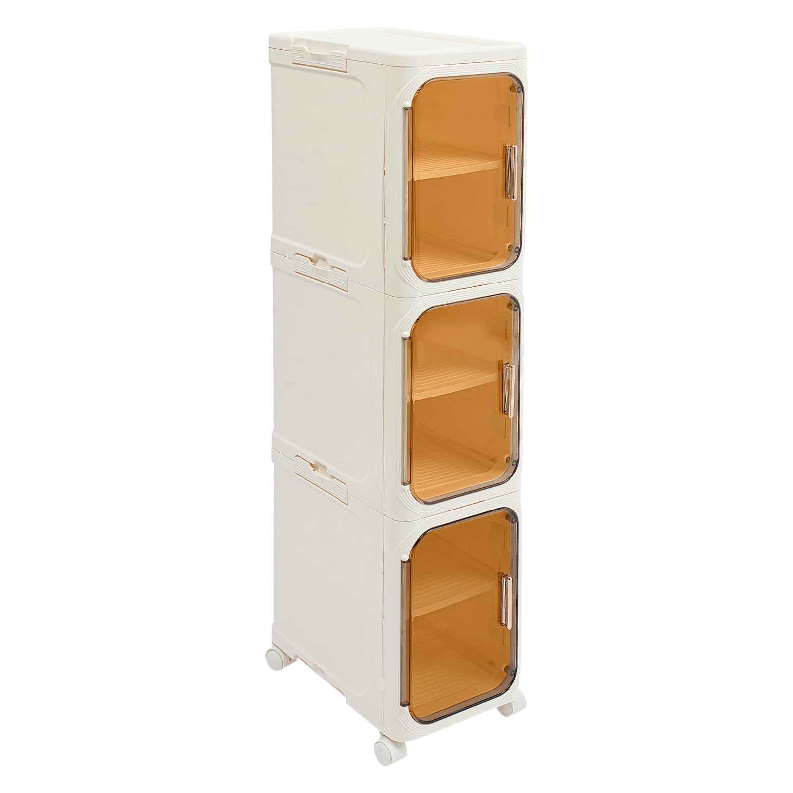 Armoire de niche étroite à 5 compartiments avec compartiments et roulettes, en plastique, peu encombrante, empilable, pour petites salles de bains, 21 x 34 x 157 cm