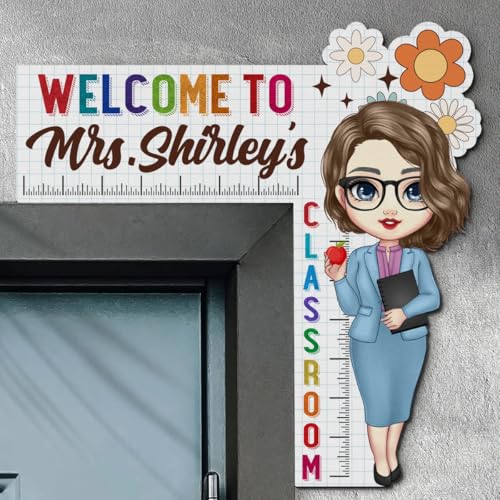 Customizable Back to School Teacher Welcome Sign - Personalized Wooden Door Corner Decoration for Classrooms