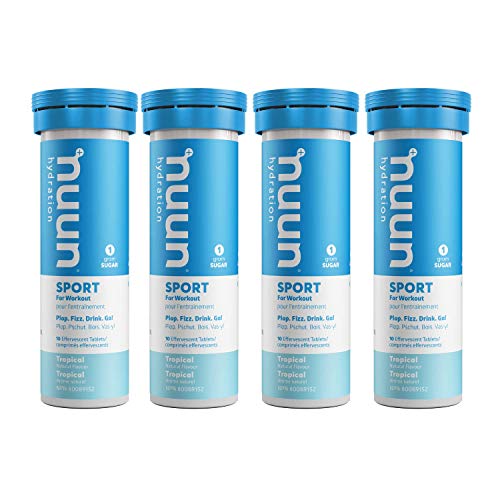 Nuun Sport: Electrolyte Drink Tablets, Box of 4 Tubes (40 servings), Tropical, Electrolyte Hydration Supplement