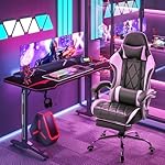 Homall Gaming Chair, Computer Chair with Footrest and Massage Lumbar Support, Ergonomic High Back Video Game Chair with Swivel Seat and Headrest (White) - Image 2