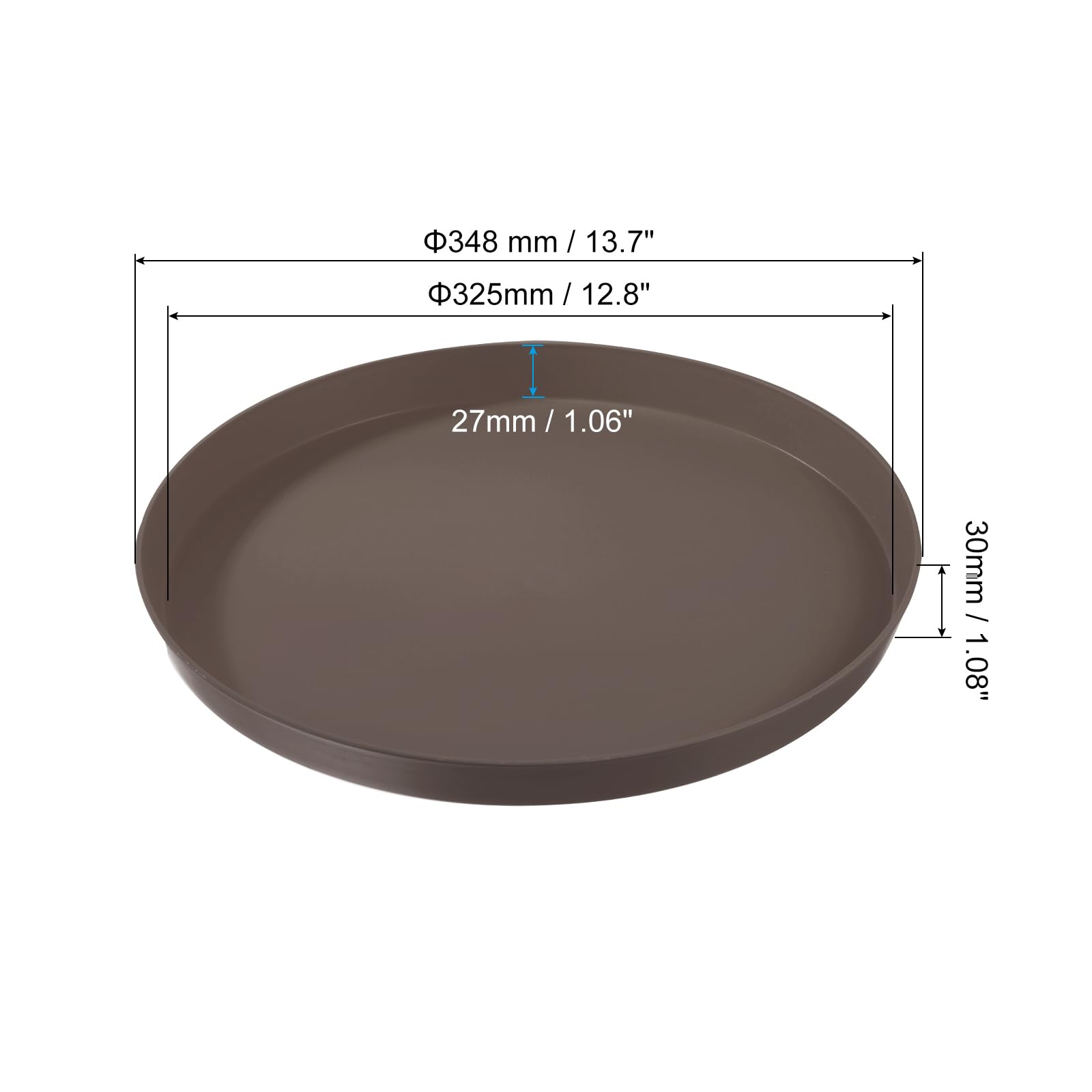 PATIKIL 14" x 1" Redondo Reutilizable Restaurante Servir Bandejas, 2 Paquete Antideslizante Comida Servicios Bandeja Plato para Bar Café Tienda, Marrón