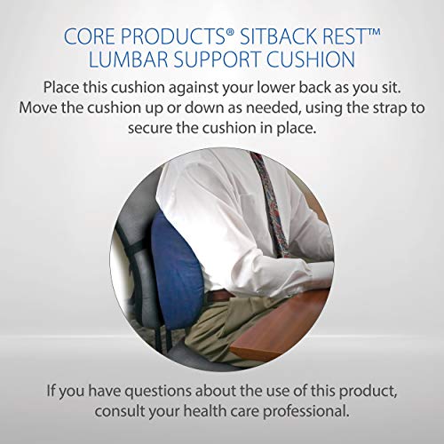 Core Products Sitback Rest Cushion Lumbar Support for Lower Back & Office Chair, Adjustable Strap Standard Foam - Black - Thumbnail 7