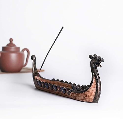 Miniatura 6 de Quemadores de incienso retro, diseño de cultura tradicional china con diseño de dragón barco de incienso, quemador, retro, vikingo, barcos,