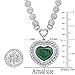 Dazzlingrock Collection Heart Colombian Emerald & Round White Diamond Ladies Halo Style Necklace, White Diamond G Color; VS Clarity; 18K White Gold