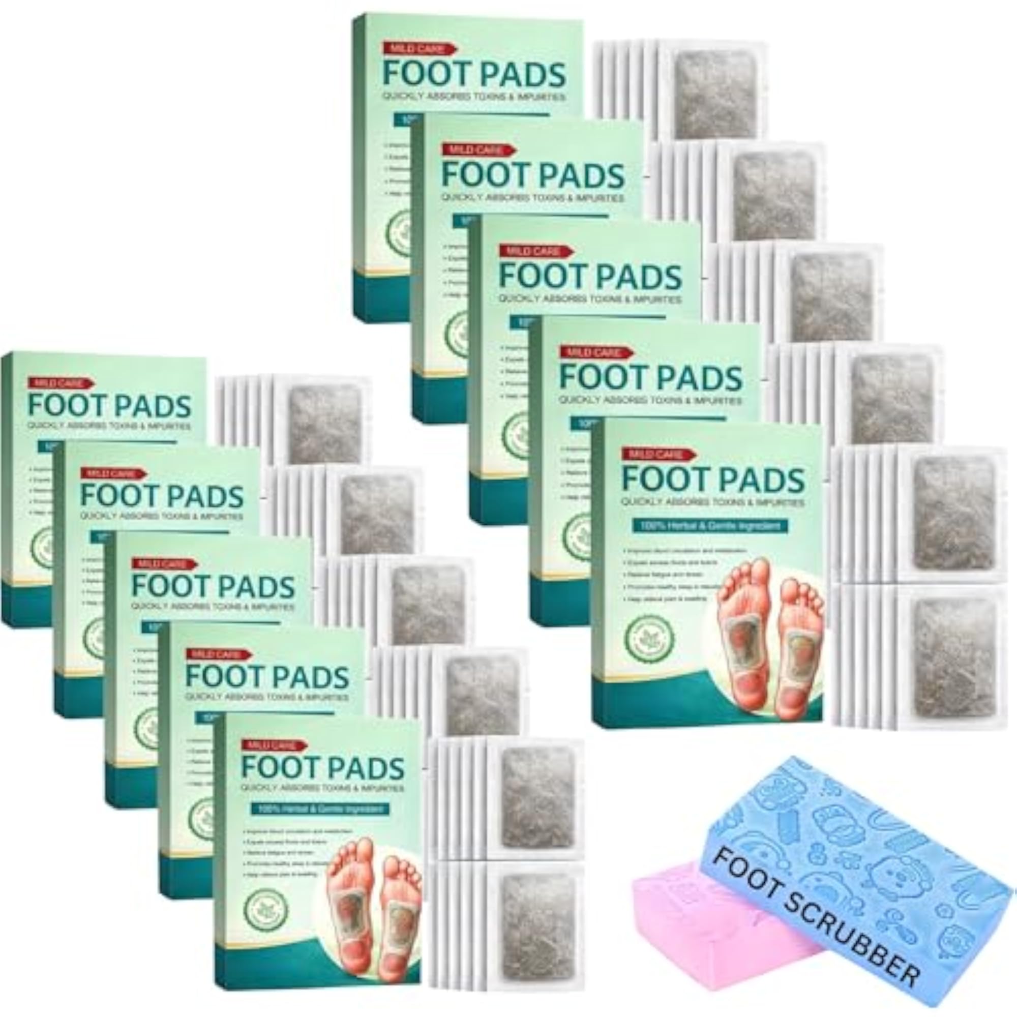 Foot Pads (Pack of 100) with Foot Scrubber