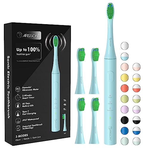 Image of ARISSON Sonic Electric Toothbrush for Adults and Kids, 40,000 VPM Power Toothbrush, 1.5H Fast Charge Ultrasonic Electric Toothbrushes with 2 Minutes Smart Timer, Jet Stream
