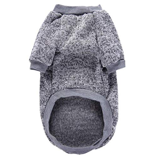Image of Pet Dog Classic Knitwear Sweater Warm Winter Puppy Pet Coat Soft Sweater Clothing for Small Dogs (L, Grey)