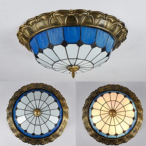 Plafonnier LED bleu en dôme de verre teinté avec intensité variable - 4