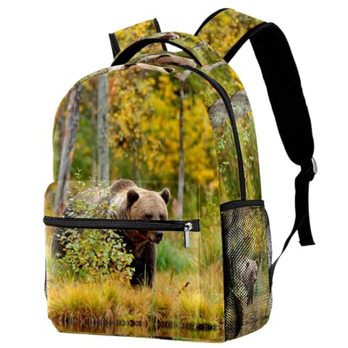 Sac à dos fille et garçon pour collège et voyage motif ours marron