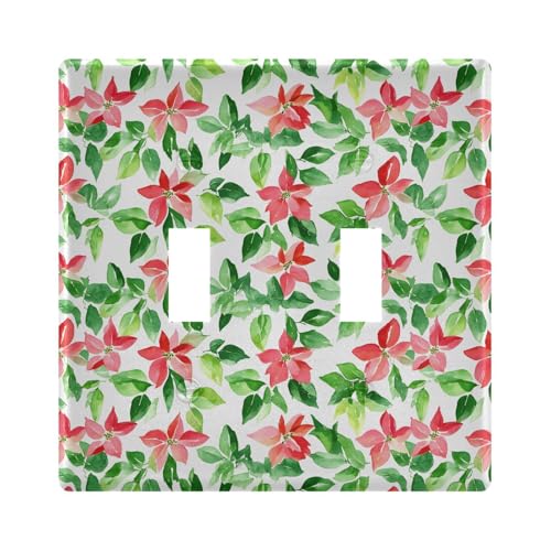 UMIRIKO Christmas Poinsettia Flowers Holly Leaves Light Switch Cover Plate Covers Decorative Double Toggle Home Decor 202b8056