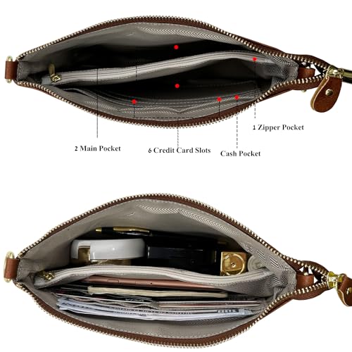 Image of Beurlike Leather Wristlet Wallet Clutch Purses For Women Small Crossbody Phone Bags