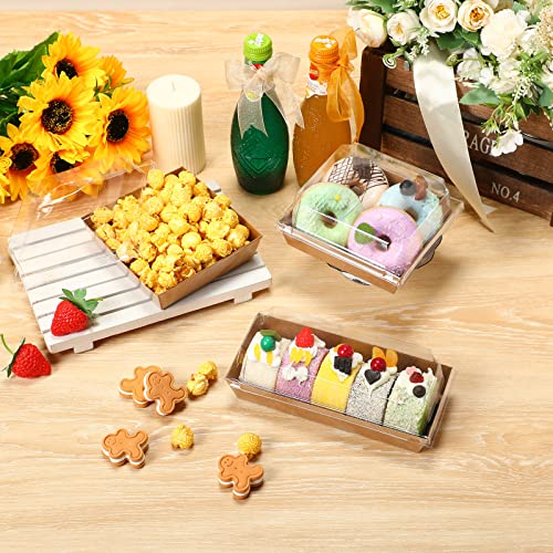 Boîtes à sandwich carrées jetables en papier avec couvercle transparent, lot de 100