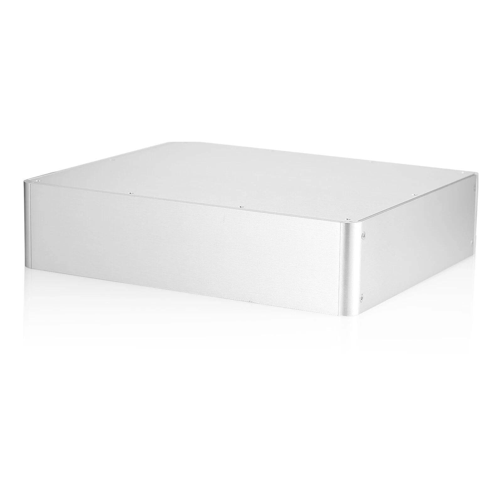 Caja vacía de aluminio para bricolaje, amplificador/preamplificador/carcasa DAC, caja de amperios, carcasa industrial, caja hermética (380 x 320 x 89 mm)