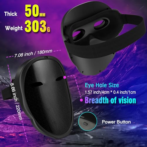 MEGOO Led Mask with Bluetooth Programmable App,Shining Led Light Up Face Mask for Adult Kid Halloween Masquerade Party