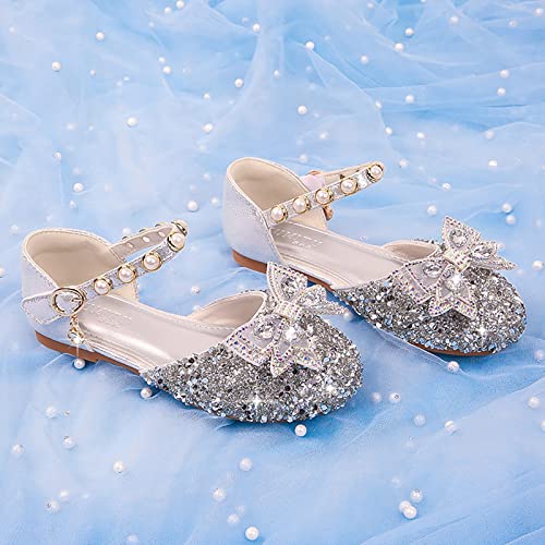 Girls Rhinestone Dress Shoes Glitter Sequins Closed Toe Party Wedding Flower Little Girl Kids Crystal Slippers2
