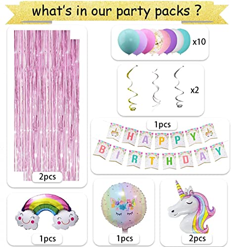 Duile Unicorn Birthday Party Decorations Unicorn Theme Party Supplies For Girls Birthday Party With Unicorn Balloons Garland Kit Birthday Banner Unicorn Foil Balloons Foil Curtain And Hanging Swirls #TOP1