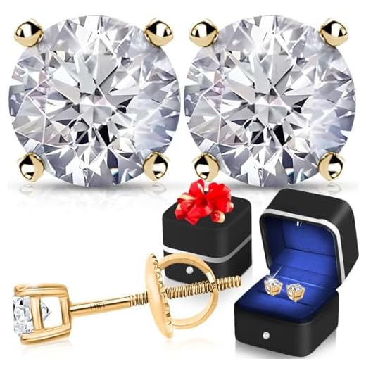 IGI Certified Lab Grown Diamond for Earrings Women Studs in 14k Yellow Gold - Wedding Anniversary Jewelry Engagement Birthday Gifts for Her - 4 Carat