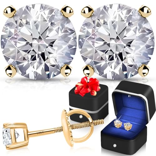 IGI Certified 0.2 to 4 Carat Lab Grown Diamond Stud Earrings for Women Solid 14K Gold/Platinum/Sterling Silver (E-F Color, VS Clarity) Jewelry Gifts