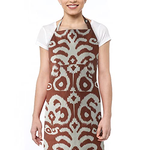 Image of HPD Half Price Drapes Aprons for Men Women with Large Pockets Adjustable Unisex PRTW-D38B-AP Srilanka Printed Cotton, 27 X 34 Inch, Srilanka Rust
