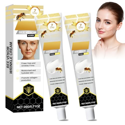 Crema con Veneno de Abeja,2PCS x 20g,Crema Antiarrugas Reafirmante para Cara y Cuello,Hidratante Antiedad Natural para Mujer y Hombre,Textura Ligera y Absorción Rápida,Todo Tipo de Piel