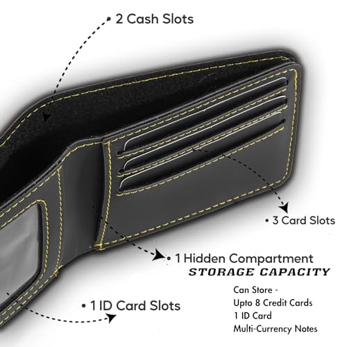 Image of Mens Leather Wallet and Keychain Combo Name Leather Wallet Keychain for Mens Personalized Wallet Keychain Set with Wallets Keychains for Men | Customised Gift Set for Men with Name & Charm, Black