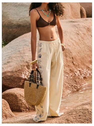 Women's Starfish Graphic Wide Leg Pants Drawstring Waist Beach Vacation Pants3