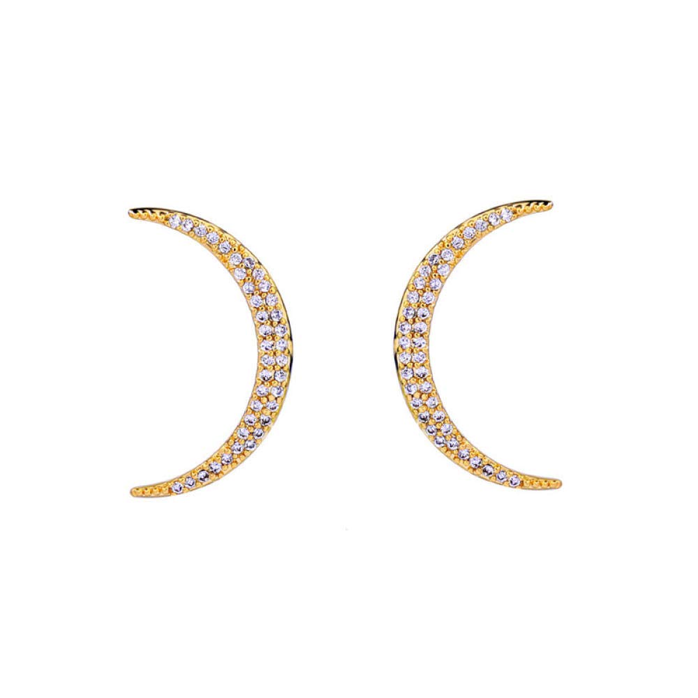 CYJERSHI Earrings 925 Silver Needle Hypoallergenic Earrings, Zircon Micro-Set Moon Earrings Femininity Fashion Simple Earrings Gift