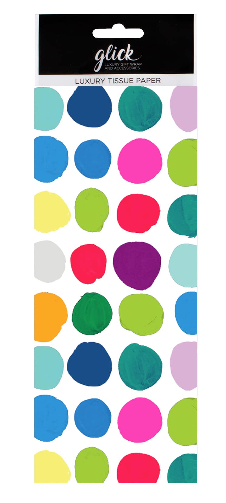 Glick Four Sheets of Multi-Coloured Spots Tissue Paper, Each Sheet 750mm x 500mm, for Gift Wrapping, Birthday, TPL116, Tissue PS Spots Multi