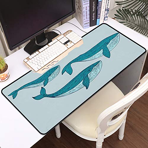 Luoquan Alfombrilla Raton Grande Gaming Mouse Pad,Familia Ballenas Mamá Papá Bebé Resumen Joven Madre Animales Fauna Acuario Dive,Impermeable Alfombrilla Gruesa de Goma Antideslizante para ratón