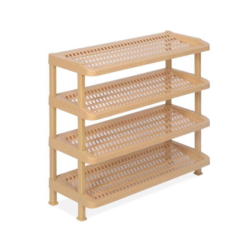 Image of Nilkamal Multipurpose Rack for Book Shelve | Shoes Storage Rack | for Home Shoe Stand|Kitchen Rack (Marble Beige, 4 Shelves)