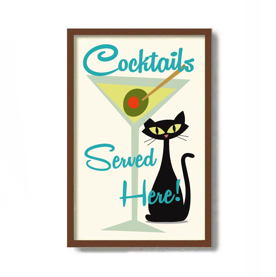 Amazon.com: Mid Century Modern Art Print, Cat Lover, Gin s, Black