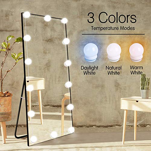 Hollywood Led Vanity Lights Strip Kit With 14 Dimmable Light Bulbs For Full Body Length Makeup Mirror, Wall Mirror, Plug In Vanity Mirror Lights With Power Supply, 3 Color Modes, Mirror Not Included #TOP2