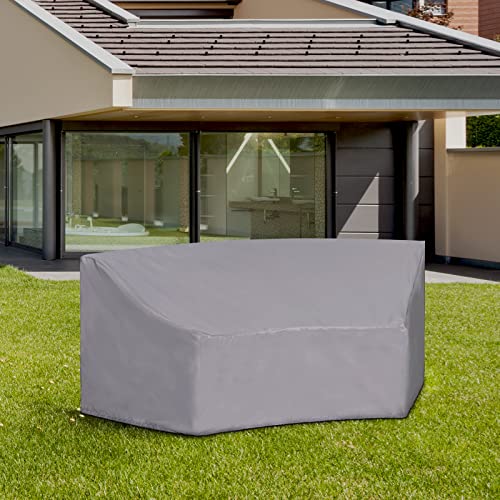 SUNSITT Patio Furniture Cover Half Moon Outdoor Sectional Couch Cover, Waterproof Curved Sofa Covers, 66''L x 31''W x 28''H , Grey