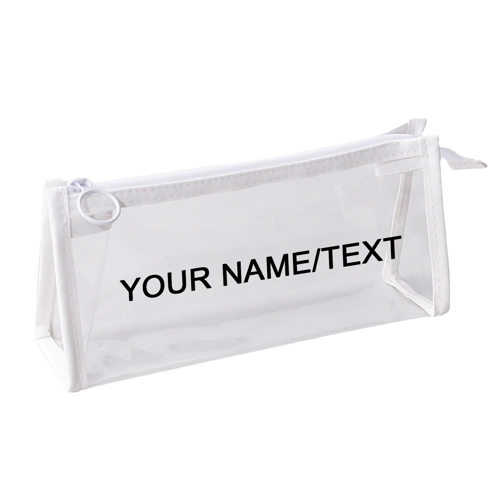 Personalised Clear Pencil Case, Transparent Printed Stationery Bag (White)
