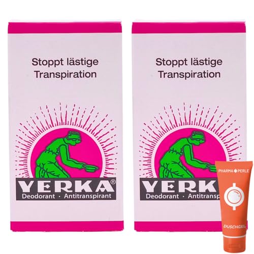 YERKA Deodorant Antitranspirant 2x 50 ml I Schutz bei starkem Schwitzen I Duftneutrales Deo ohne Alkohol & Konservierungsstoffe I Für Achseln Hände & Füße I Spar-Set plus Pharma Perle give-away