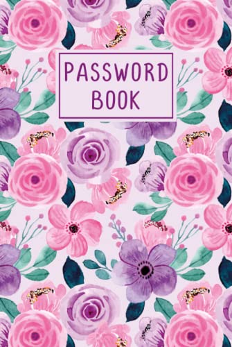Password Book with Alphabetical tabs large print: password keeper logbook with alphabetized tabbed pages 6x9 | rose pink flowers design website email ... log book and internet password organizer -  Independently published