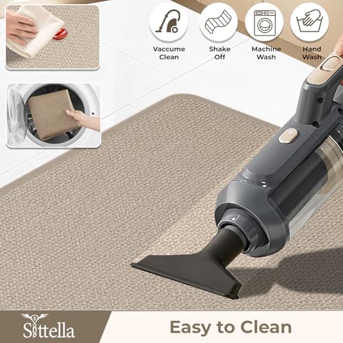 Image of SITTELLA Kitchen Mats for Floor (Set of 2) | Premium Jute Kitchen Carpet with Anti-Slip Back | Absorbent & Easy Clean | Beige | 130x50 cm & 70x50 cm
