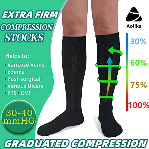 Image of Medical Graduated Compression Socks for Men & Women 30-40 mmHg-2 Pack Extra Firm Support Knee High Circulation Socks