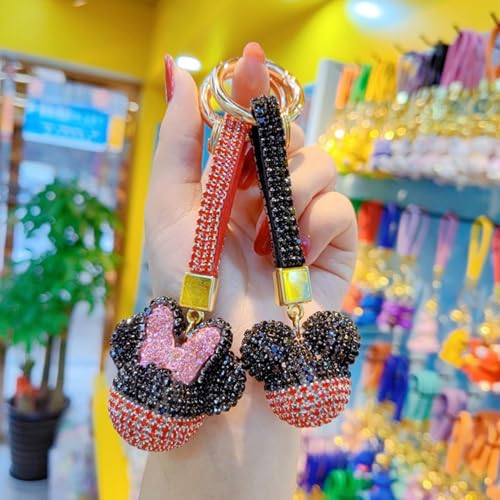 Bling Car Key Chain with Rhinestone, Mouse Shape Crystal Keychain for Women, Girl Cute Keychain for Bag (Style B)2