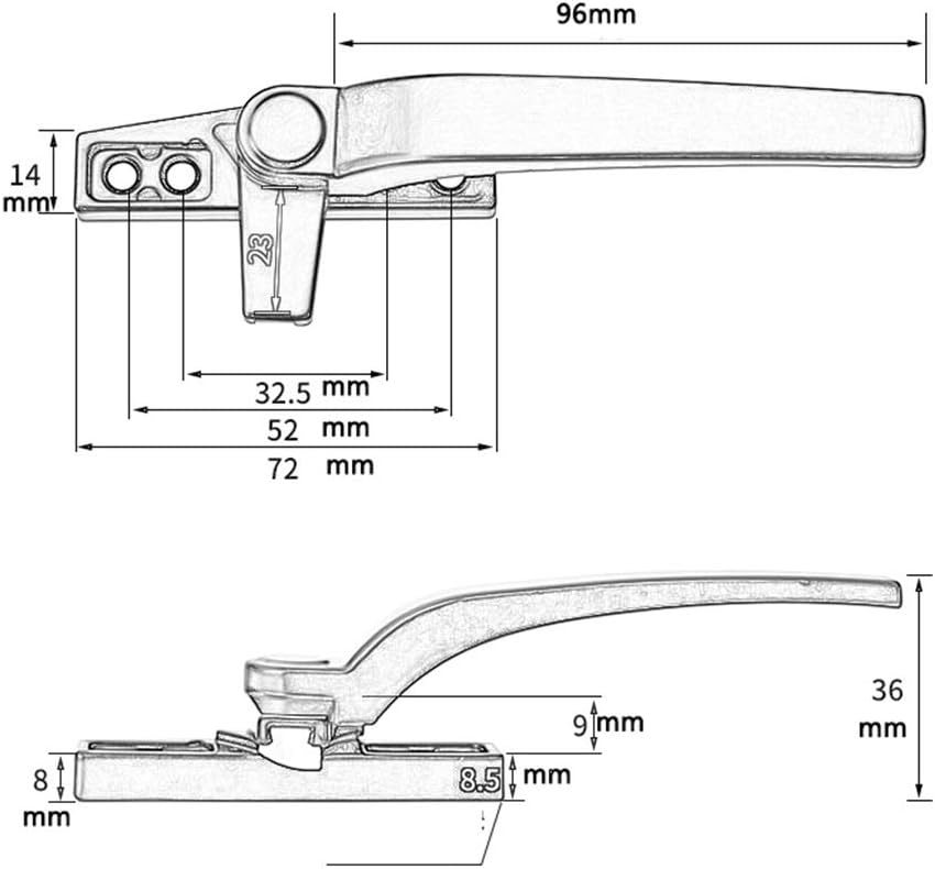 window locking handles, 4 Pieces Door And Window Handles, Polishing Aluminum Alloy White Black Door And Window Lock Push Window Door Handle (Color : Black, Size : 2 pieces) ( Color : Svart , Size ( Co