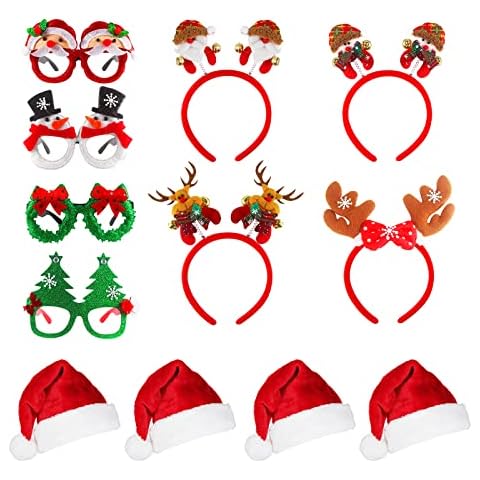 OPUHOHR Juego de 12 gafas de Navidad para diadema y gorros de Navidad Cover