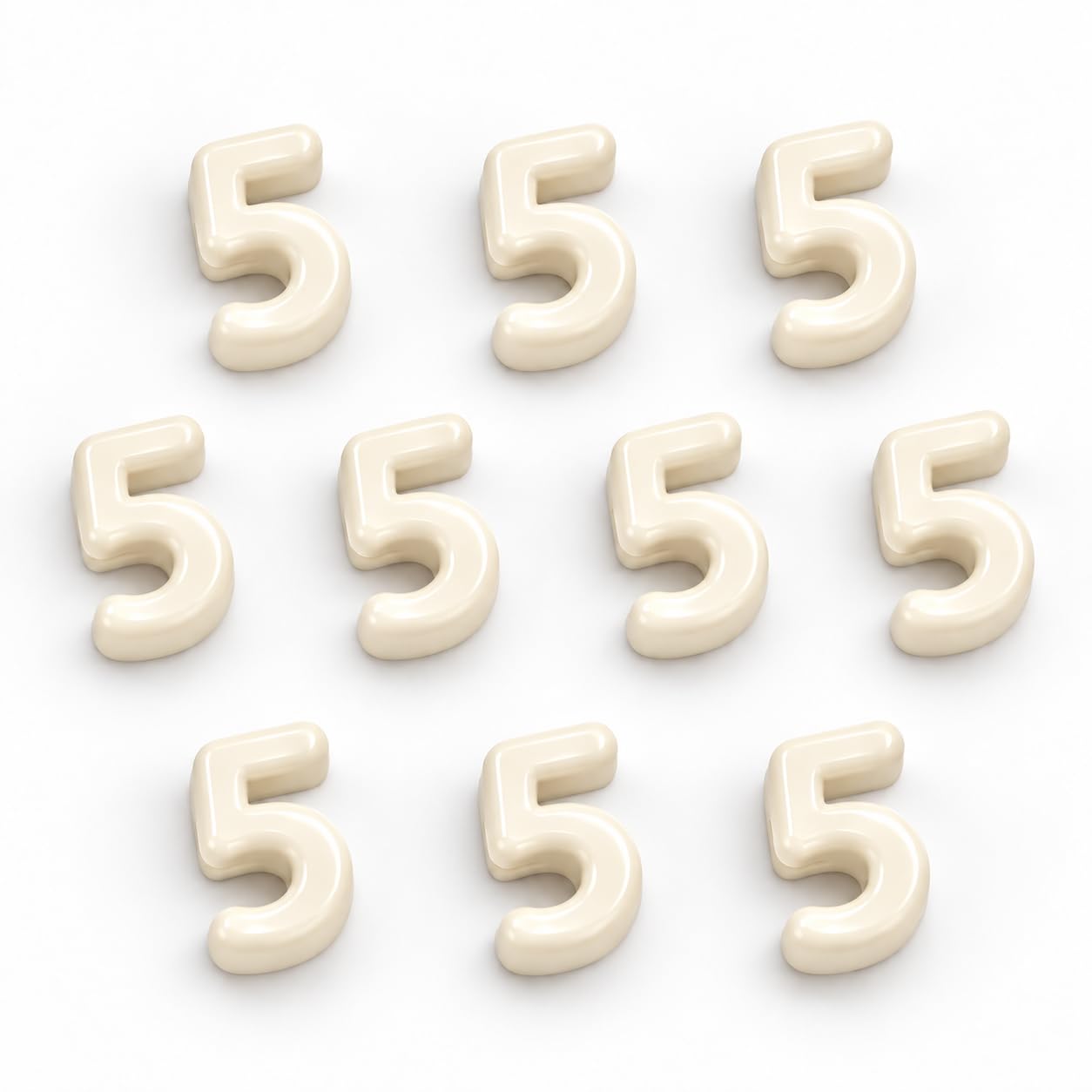Number Beads, 10pcs Number Beads for Bracelets with 6mm Large Hole, Number Bead for DIY Jewellery Making, Keychains and Paracord Crafts(Cream White, Number 5, 10)