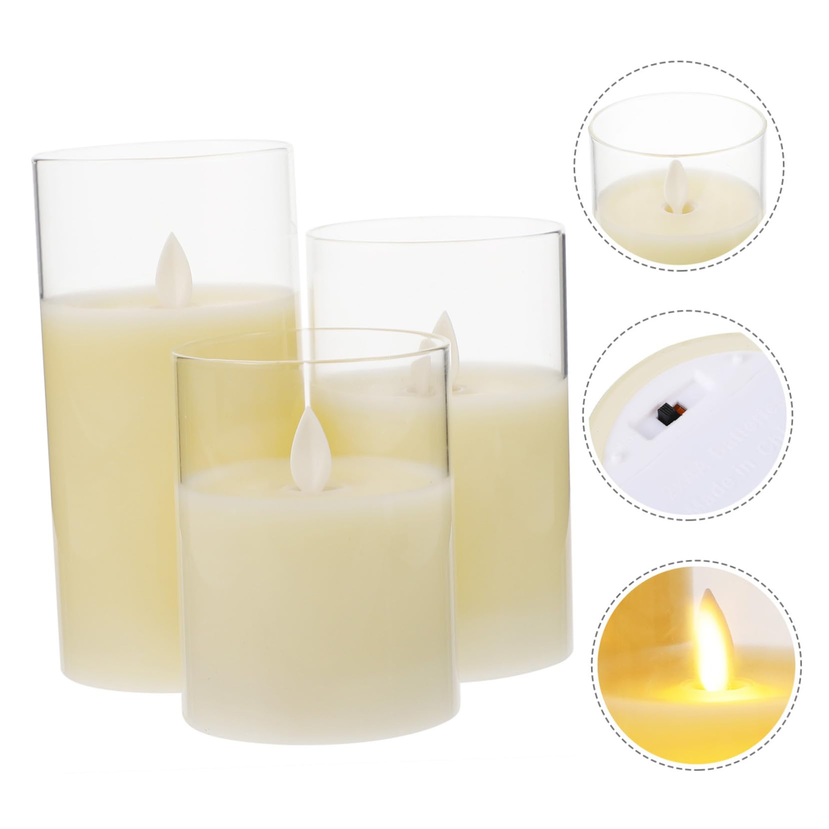 POPETPOP Lampade a Candela LED senza Fiamma a Batteria con Telecomando, Candele Finte Tremolanti per Decorazioni Interni, Set da 3 Pezzi per Atmosfera Rilassante in Casa e Ristorante